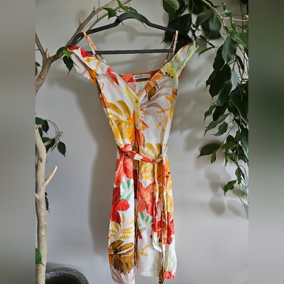 Zara FLORAL LINEN DRESS - Picture 5 of 8